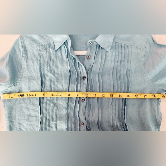 Sundance Linen Sky Blue Pleated Button Down Shirt - SZ XS - Picture 6 of 6